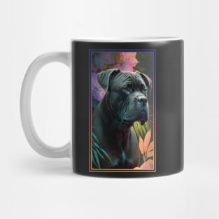 Cane Corso Dog Vibrant Tropical Flower Tall Digital Oil Painting Portrait 2 Mug